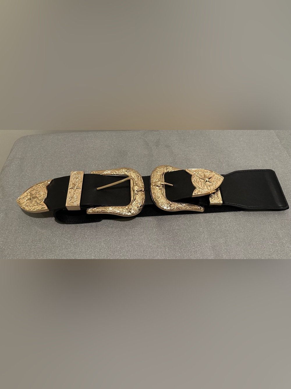 Black & Gold Double Buckle Belt